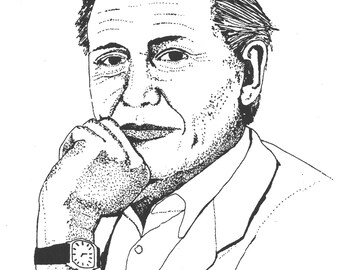 Illustrated David Attenborough Screen Print Portrait T Shirt