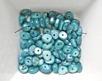 30 lozenges chips of turquoise blue 6/10 mm pearl beads