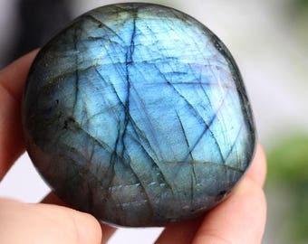 Labradorite Medium-Large Tumbled Semi Precious Palm Stone#245A