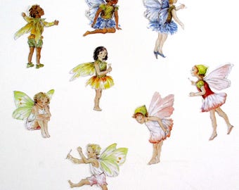 Fairy wall stickers, fairy wall decals, SET OF 8, watercolor fairy decals, flower fairy decor, girls bedroom, fairy gifts, fairies decal