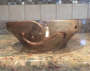 Solid Walnut Wooden Yarn Bowl - Bowl Hand Made In Winconsin. - 9.75 inches x 3.25 inches