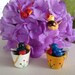 German wooden Easter ornaments, hand painted, vintage Easter baskets with chicks & Easter eggs, birds nest, Spring hanging ornament, gift