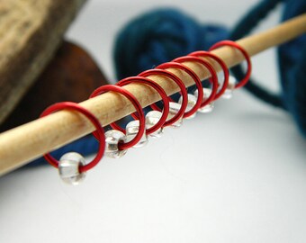 Frost and Fire / Snag Free Stitch Markers - Dangle Free Knitting Stitch Markers - Small Medium Large Sizes Available