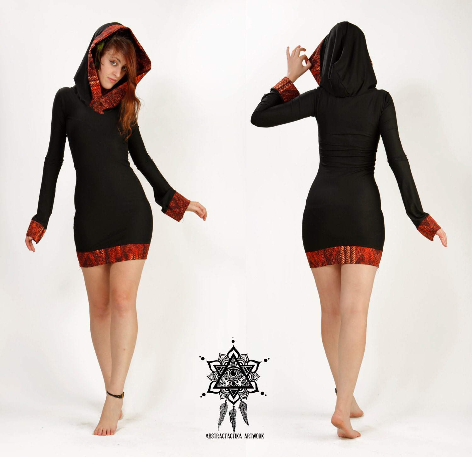 Ninja Sweater Dress Tunic Dress Hooded Tunic Dress Hooded