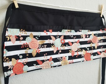Multi color floral half apron