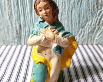 Vintage Chalkware Nativity Mary, Italy Plaster Composite Creche Figurine, Replacement