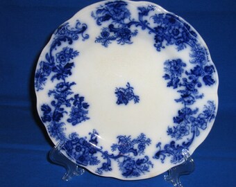 Flow Blue Lancaster Plate by New Wharf Pottery