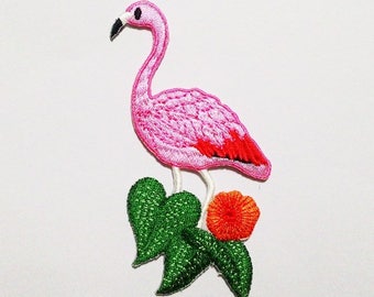 Embroidered Flamingo Patch.