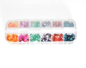 1 box of 480 beads 4mm (80 beads of each color) striped agate