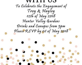 White & Gold Confetti Invitations