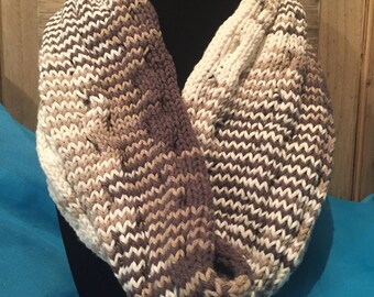 Ribbed Cowl, Scarf, Earth tones, Knitted