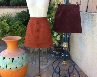1960s skirt / 60s skirt/ mod skirt / mini skirt / Aline skirt / suede skirt / retro skirt / 90s skirt/