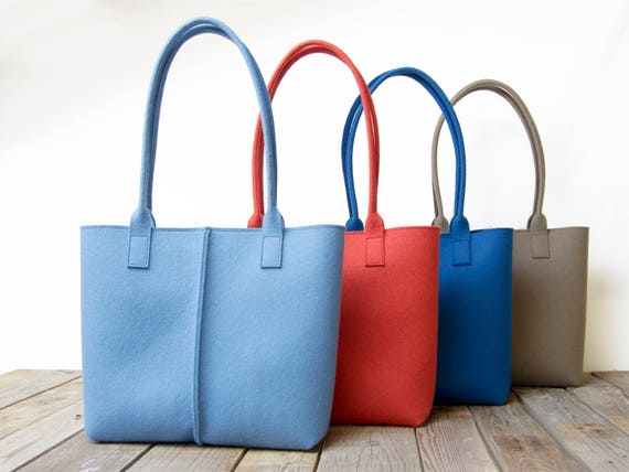 Wool Felt TOTE BAG / light blue tote bag / light blue bag / womens bag / felt shoulder bag / carry all bag / made in Italy