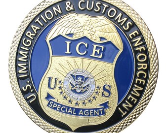 U.S. Immigration and Customs Enforcement Gold Plated With Plastic Case For Collection Challenge Coin/Medal