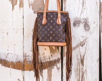 The French Tote (Petit) Whit Studs Louis Vuitton, fringe, gift for her, boho, western, cowgirl, gypsy, crossbody bag, purse, Christmas