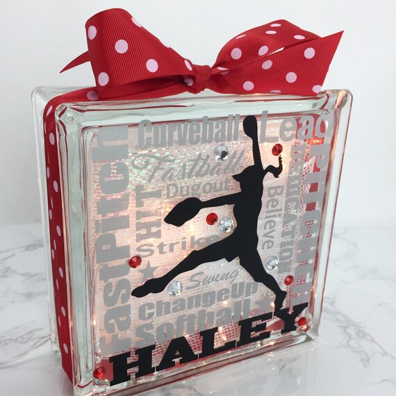 Softball Pitcher Typography GemLight Softball Gifts SoftBall