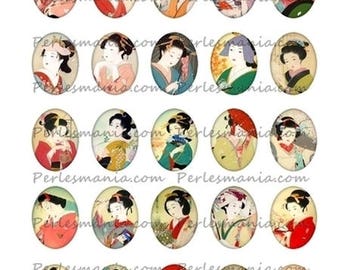Collage Digital GEISHA Oval 18 mm by 25mm