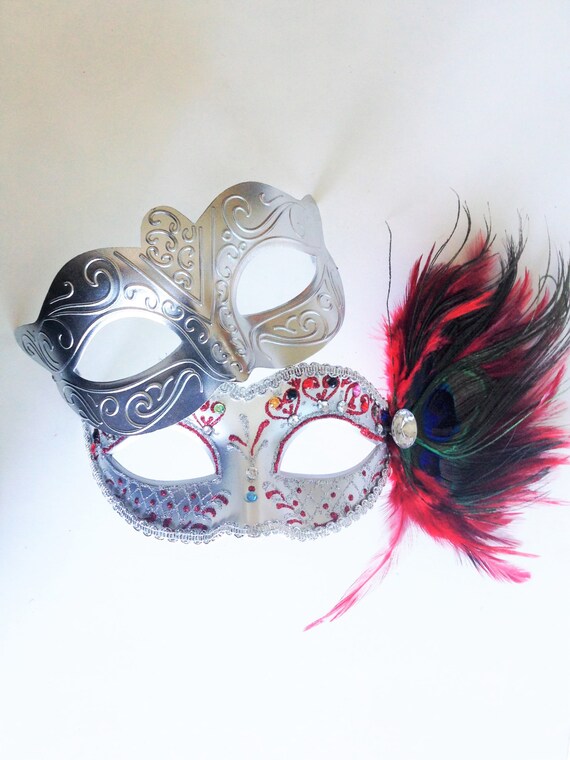 Couple Silver Venetian theme Masquerade Costume Prom Mask for