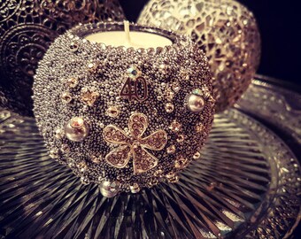 40th birthday embellished tea light holder