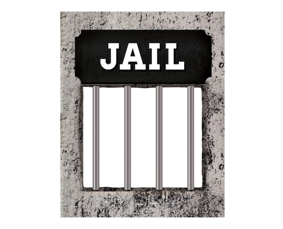 Photo Booth Props Printable Wanted Poster With JAIL Sign 