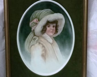 REDUCED - Beautiful Vintage Hand Painted Signed Porcelain Wall Hanging
