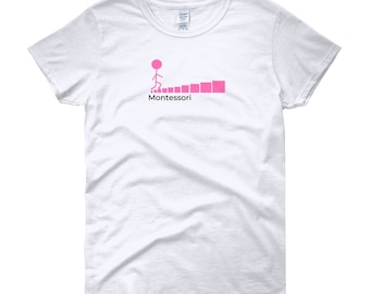 Montessori Pink Tower t-shirt /Women's short sleeve t-shirt /Montessori Gift