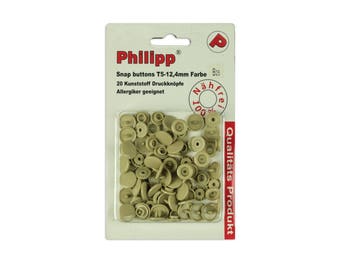 BabySnap 20 plastic push buttons Mud B25