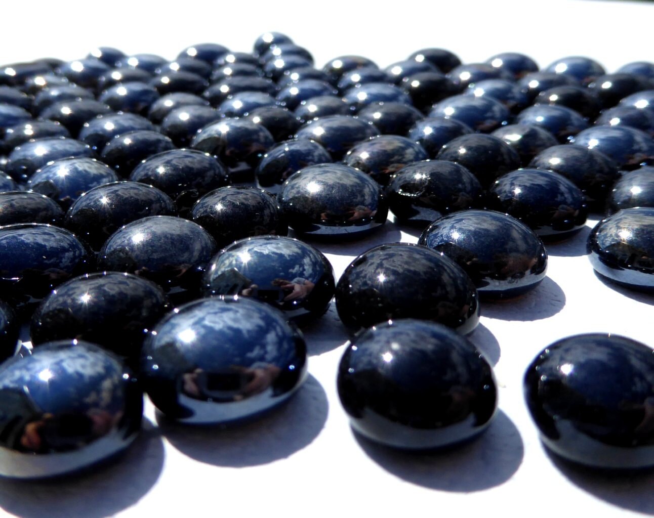 Black Iridescent Mini Glass Gems Mosaic Tiles 50 Flat Back