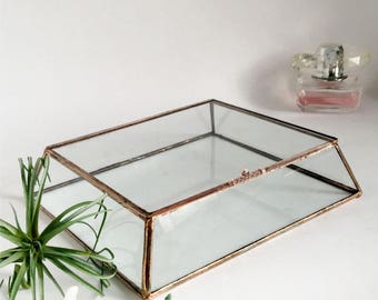 Glass Box Glass Display Box Glass Wedding Card Box Clear Glass Jewelry Box Truncated Pyramid Box