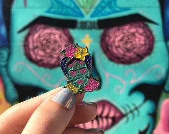Frida Kahlo Sugarskull Enamel Graffiti Pin