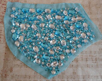 Blue Stone Beaded Sequined Appliques