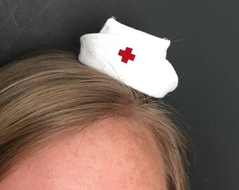 Mini clip-on nurse's hat - traditional nurse hat mini fascinator