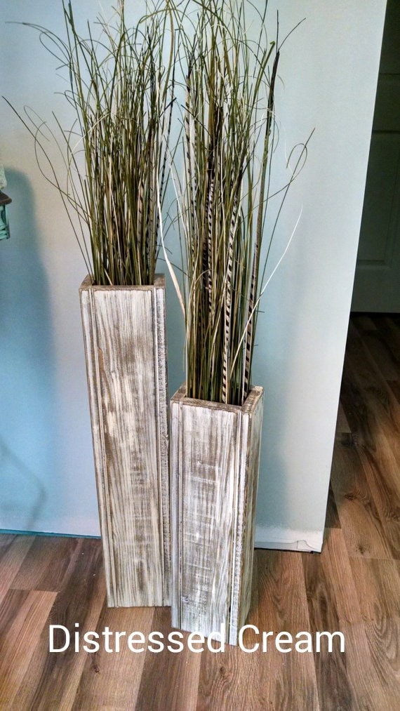 Set Of 24 And 28 Tall Rustic Floor Vases Wooden Set Of 24 And 28 Tall Rustic Floor Vases Wooden Home Decor Decorative Vase Distressed Wood Wedding