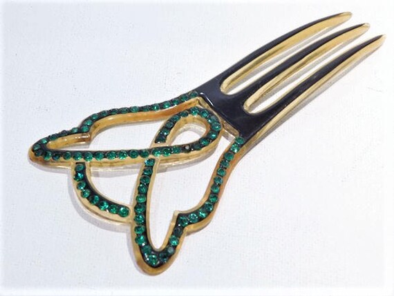 Rhinestone Celluloid Hair Comb / Art Deco / Hair Accessory