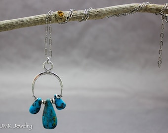 Turquoise Necklace, Turquoise Pendant, Minimalist Necklace, Silver Necklace, American Turquoise, Pendant Necklace, Nevada Turquoise