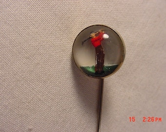 Vintage Bubble Glass Golf Golfer Stick Pin 17 - 161