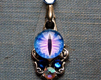 Tranquility Dragon Eye Bindi - Tribal Fusion, ATS, Steampunk, Belly Dance, Dragon Eye, Cat Eye, Blue, Pink, Rhinestone, Crystal, Third Eye