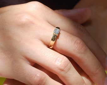 Jasmine Ring - 14k Gold Diamond Ring - Yellow Diamond Gold Ring - Princess Cut Yellow Diamond Ring -Statement Diamond Ring - Engagement Ring
