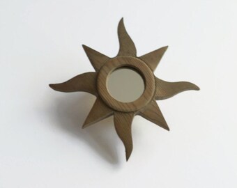 Small Wall Mirror, Sun Mirror, Wood Framed Mirror, Decrative Wall Mirror, Wood Mirror