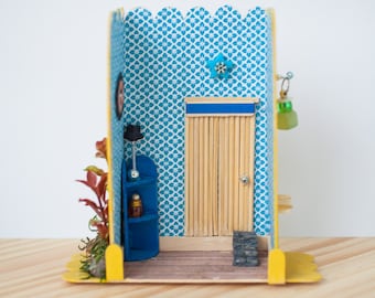 Simple Blue Hall opened with furniture and cat picture