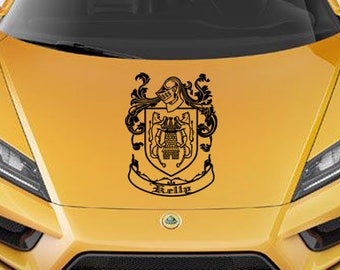 Custom Family Crest Vinyl CAR DECAL Wall Art Personalized Coat of Arms Heraldry