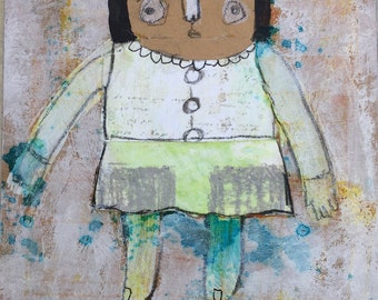 Kids Room Art - Outsider Art - Primitive Painting - Home Decor Art - Outsider Painting - Whimsy Painting