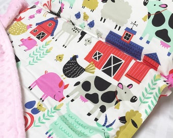 Nap Mat with Pillow, Daycare Nap Mat, Farm Animal Nap Mat, Kindergarten Nap Mat, Toddler Nap Mat, Kindermat Cover, Nap Mat with blanket