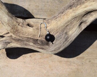 recycled silver onyx earrings