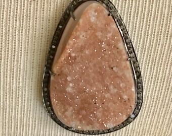 Moonstone Diamobd Druzy Necklace
