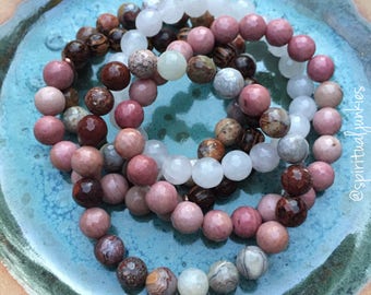 Unconditional Love, Self-Worth + Forgiveness | Spiritual Junkies |Yoga + Meditation | Stack of 5 Mala Bracelets