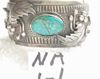 1-L Native American Sterling Turquoise Bracelet