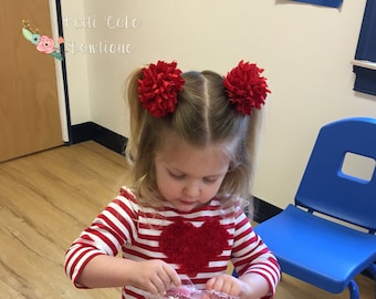 Red Korker Bows/Red Bows/Red Corker Bows/Red Curly Hair Bows for Pigtails or Ponytail/Red Hairbows for Girls/Corkscrew Hair bows Toddlers