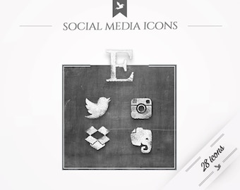 Icônes de médias sociaux - tableau noir