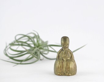 Vintage Brass Dutch Boy Bell - Table Service Bell - Brass Figural Bell - Patient Sick Call Bell
